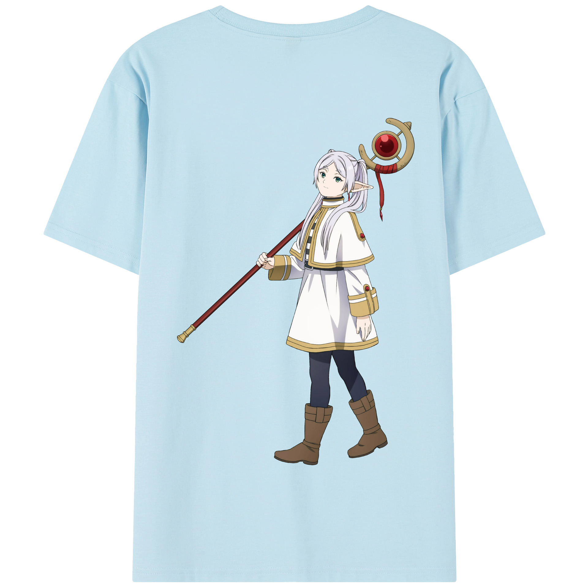 （画像用） 葬送のフリーレン Frieren 綿100％半袖Tシャツ（背面プリント）